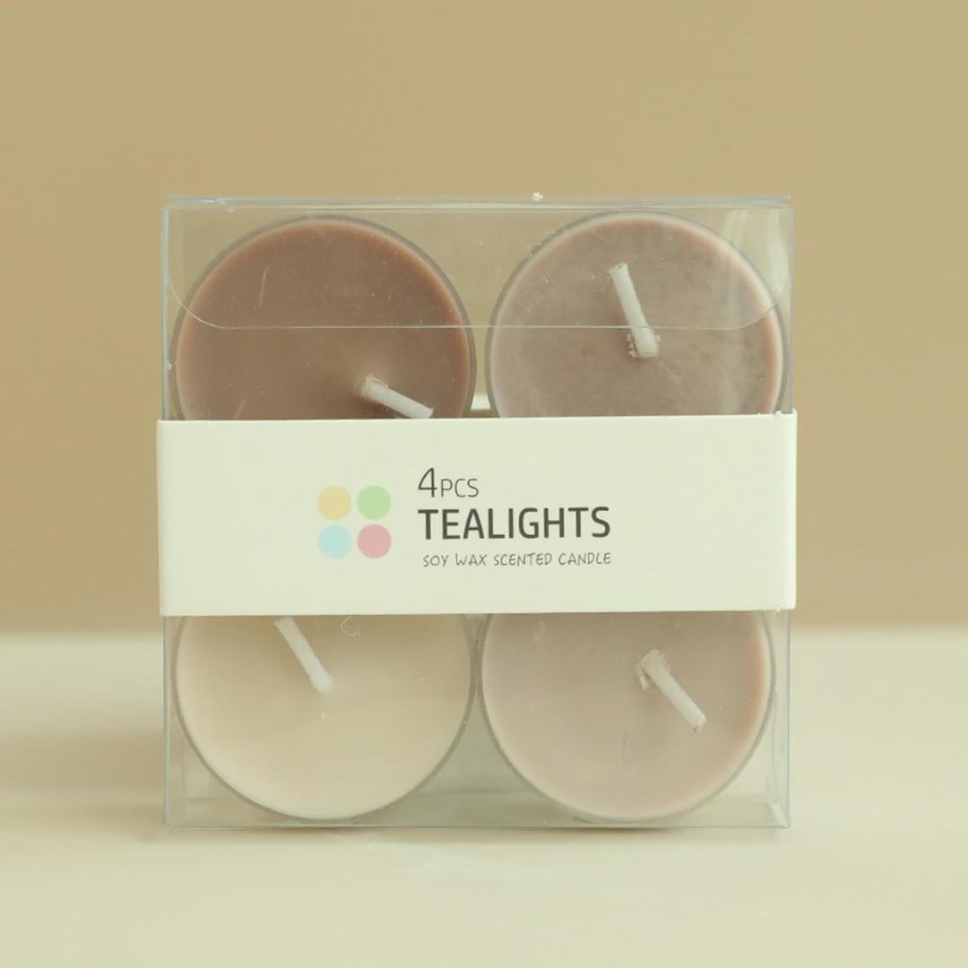 2 Packs Floating Scented Candles,4PCS Multicolor Soy Wax Decorative Aroma Candle for Table Photo Prop Birthday Gift,Long Burning Tealight Shape Candle for Weddings,Anniversaries,Home Decoration,Spa (Brown)