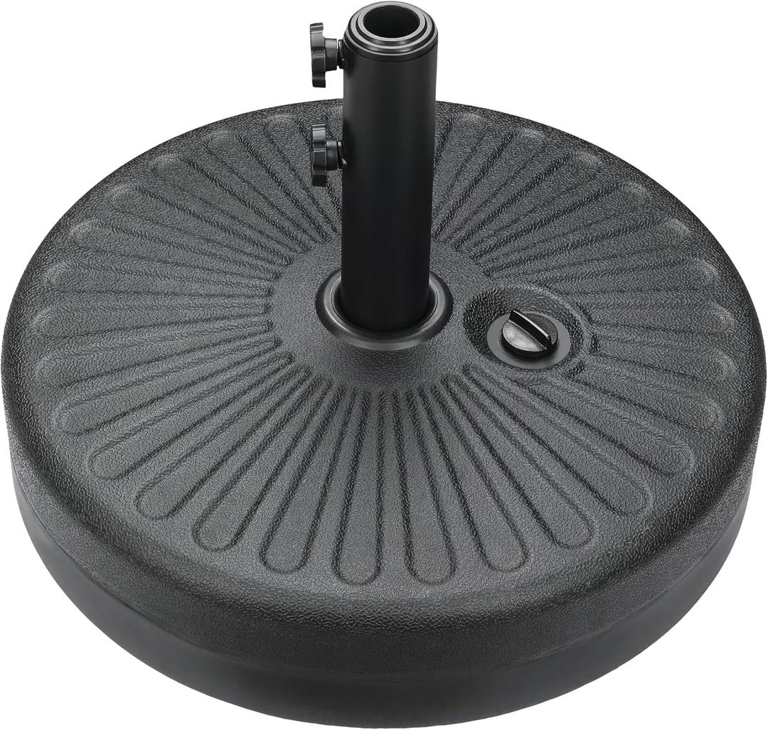 20" 50 lbs Fillable Heavy Duty Umbrella Base, Stable Outdoor Stand, Durable Holder for Lawn Patio Deck and Poolside Parasols, Black