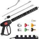 M MINGLE High Pressure Washer Gun, Extension Wands and 30 Degree Curved Rod for Hard-to-Reach Areas, M22 15mm or M22 14mm Fitting, 5 Nozzle Tips, 4000 PSI