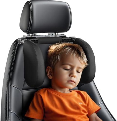 Car Headrest Pillow, Thickened Memory Foam Road Pal Headrest, Neck Support Pillow, 180° Adjustable Car Headrest, U- Shaped Design, Travel Car Sleeping,Suitable for Kids and Adults (Black)