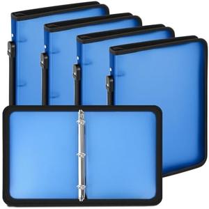 Teling 2 Pcs 1 Inch Blue Zipper Binder, Refillable Plastic Clear File Organizer Planner for Projects, Assignments, Memos, School Work, 11.3 x 9.6 Inch