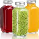 umud Juice Bottles with Lids, 16 Oz  Set of 3  Clear Glass Jars with Caps  Reusable Empty Drink Containers for Juicing, Smoothies, Water, Milk, Kombucha Storage, Wellness Shots and More (3)