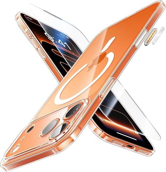 JUESHITUO Magnetic Slim Fit Case for iPhone 17 Pro Max(6.9"), Ultra Thin Matte AntiScratch Hard PC Cover(1X Screen Protector), OriginFit Case iPhone 17 Pro Max Compatible with MagSafe, Creamy White