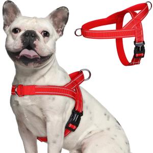 rabbitgoo Dog Harness No Pull, Quick Fit for Small Dogs with Soft Padded Handle, Chest Adjustable Reflective Pet Vest, No Choke Escape Proof for Walking Training, Red M