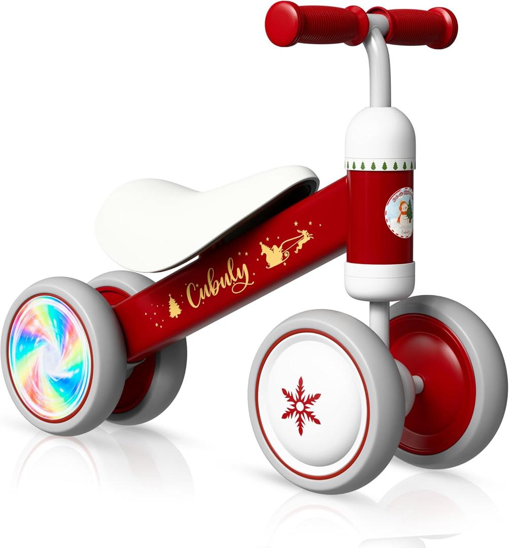 Cubuly Baby Balance Bike for 1-3 Year  First Birthday Boy Girl Gifts 12-36 Month Mini Bike|Colorful Lighting Wheels|Ride on Toys |Toddler Balance Bike 1-3 Indoor/Outdoor Bike (Red)