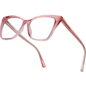 SODQW Pink Cateye Blue Light Glasses for Women, Trendy Cat Eye Anti Blue-light Glasses for Computer/TV/Phone/Gaming