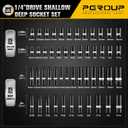 1/4 Inch Drive Impact Socket Set, 79 PCS Standard SAE(5/32-9/16inch) & Metric(4-15mm) Size, 6 Point Deep & Shallow, 72T Wrench Ratchet Kit, Master Grade Cr-V With Heavy Duty Storage Case