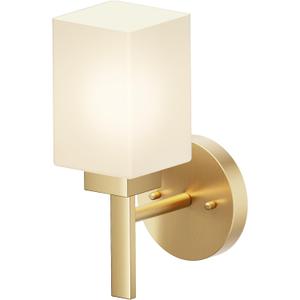 Vanity Lighting Fixture with White Frosted Glass, Gold Wall Lamp for Bathroom Mirror Bedroom, Living Room, Kitchen Cabinet, Washroom Porch T002GD-L1
