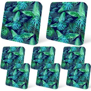 pickyNproud 8Pcs Patio Cushion Covers Stretch Outdoor Couch Cushions Slipcovers Replacement Washable Furniture Protector with Elastic Bottom Sofa Chair Seat Cover, Palm Leaves