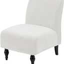 TOPYUMH Velvet Armless Accent Chair Covers Luxury Thick Velvet Chair Slipcovers, Removable Furniture Protector for Living Dining Room Hotel, Machine Washable, Off White