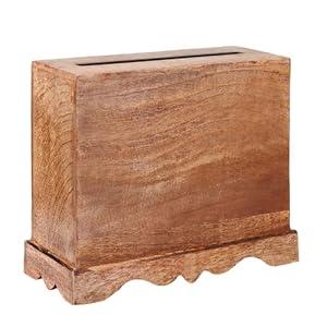 Eximious India Wedding Card Box with Card Slit and Lock 12"X10"X4.5"- Gift Wishing Well Card Box for Weddings, Receptions, Birthdays, Graduations, Baby Showers, Honeymoon Funds KHND (Burnt)