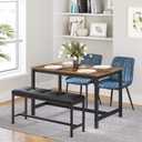 VASAGLE Dining Table Bench, Ottoman Bench with PU Leather Padded Seat, Steel Frame, 42.5 x 12.8 x 18.9 Inches, for Dining Room, Living Room, Hallway, Bedroom, Black UKTB034B81