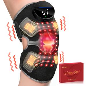 Upgraded Red Light Therapy Knee Brace - Knee Massager with 4 Vibration Areas, 660nm&850nm, Wireless Controller, Near Infrared Red Light Therapy Heated Device for Knee Elbow Shoulder Pain