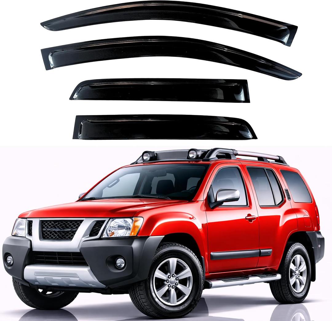KPY Rain Guards Fit for 2005-2016 Nissan Xterra, Out-Channel Window Visors Vent Wind Deflectors 4PC, Car Accessories for 05-16 Xterra