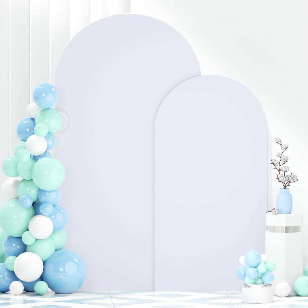 Arch White Cover Spandex Arch Cover Set of 2 Arches Covers Stretchy Backdrop Wedding Arched Covers Fabric Chiara Backdrop Covering 7.2FT 6FT for Baby Shower Birthday Banquet Decorations