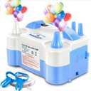 Anordsem Electric Balloon Air Pump: Polypropylene Plastic Case with Dual Nozzle - Quick Inflating for All Balloons at Home - Blower Machine Knotter/Ribbon for Parents Party DIY Decoration