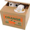 Piggy Bank Steal Coin Box Electronic Money Bank Cute Money Saving Box with Smart Voice Prompt, Great Gift for Boys Girls Kids in Birthday New Year Christmas (Cute Kitty) (Monkey Brown)