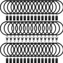 44Pack Curtain Rings with Clips Hooks, Rustproof Metal Stainless Steel Drapery Rings, 2in Interior Diameter Curtain Hangers Clips, Fits Diameter 1.8 in Rod, Vintage Black