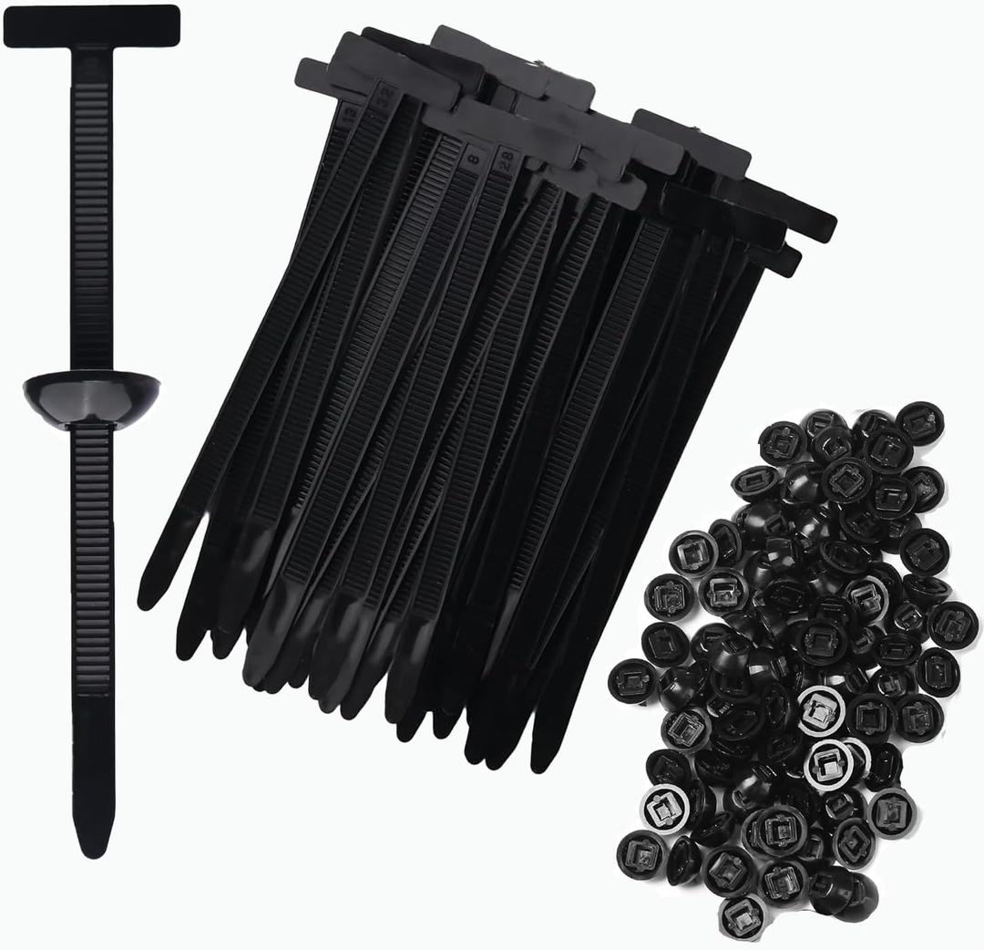 2 x 2026 Upgraded Nylon Universal Cable Tie Buckle For Car, UV Resistant Black Zipties with Pin & Button Design with Pin & Button Design, for Car Daily Repair, home, Garden(50PCS)