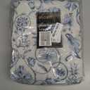 jinchan Floral Blackout Curtains for Bedroom Living Room 96 Inches Length Farmhouse Curtains Room Darkening Vintage Drapes Traditional Rod Pocket Window Treatment 2 Panels Set Blue on Beige, Size: 50"W x 96"L (Pack of 2)