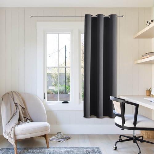ChrisDowa Grommet Blackout Curtains for Bedroom - Thermal Insulated Room Darkening Curtains for Living Room (1 Panel Set, Dark Grey,42W x 63L)
