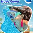 Vvinca Kids Swim Goggles with Nose Cover, Snorkel Diving Mask Fabric Strap Anti Fog Anti Shattered Lens Goggles for Kids 06-Blue Green