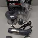 Mueller Multistick 800W 4-in-1 Immersion Blender Handheld, 12 Speed Hand Mixer - Turbo Boost, Heaviest Duty Copper Motor, Titanium Blades Hand Blender, Milk Frother Wand, Whisk, Beaker, Chopper, Grey