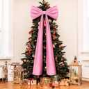 20 x 71 Inches Christmas Extra Large Velvet Bows Christmas Tree Topper Decor Giant Xmas Tree Toppers Bows for Home Wreath Wall Backdrop Birthday Wedding Party Decorations(Pink)