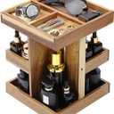 EXIN DECHEN Cologne Organizer for Men,Cologne Stand,3 Tier Wooden Perfume Shelf with Rotate,Desk Organizer,Gift for Dad From Wife,Husband Boyfriend Birthday Gift Ideas,Gifts for Men