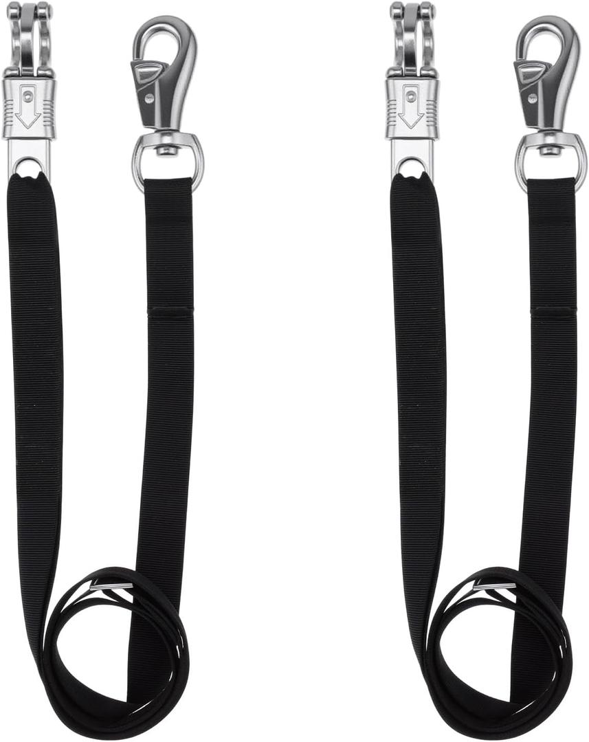 2 pcs Cross Ties for Horses,Heavy Duty Nylon Horse Trailer Tie with Strong Panic Snap and Bull Snap,Adjustable Length from 45.2" to 78.7",Professional Horsed Supplies (Black)