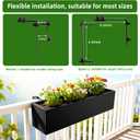 Metal Railing Planter Box, 30 Inch Balcony Planters with Adjustable Brackets, Large Hanging Planters for Outdoor Fence Deck