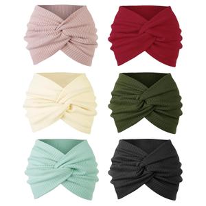 Wide Headbands for Women Non Slip Ribbed Knit Boho Turban Styled Headband Soft Elastic Hair Bands for Womens Hair Thick Head Wrap for Women Fashion Hair Accessories