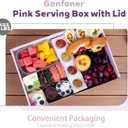 Pastry Serving Box Cardboard Heavy Duty 8PK, Assorted Food Platter Box w/Lid Indoor Outdoor for 5-8 People, Stably Filled Catering Trays w/Lid for Gift(15"x10"x3.5" Pink)