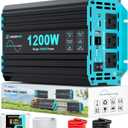 1200 Watt Pure Sine Wave Inverter, Power Inverter for Car, Camping, Solar, RV, Truck, Home, 12V DC to 120V AC Inverters with 3 AC Outlet, 30W USB-C, 5V 3.1A USB, Remote Control, Surge 2400W
