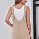 Womens Overalls Denim Dress Loose Casual Sleeveless Mini Pinafore Jean Romper Summer 2025 Outfits High Roller Skirtall Khaki (Beige, L)