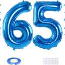 Maigendoo Jumbo 65 Number Balloon 40 Inch Large Digit Balloons Huge Helium Balloon Foil Mylar Balloon with Swirl Decorations for 65th Birthday Party Graduation Celebration Anniversary Event, Blue