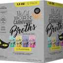 Tiki Cat Born Carnivore Broths Variety Pack, Meaty Bites, Hydration and Flavor Supplement Wet Cat Food Topper, 1.3 oz. Pouch (Pack of 12)