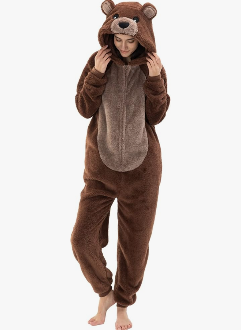 Snug Fit Unisex Adult Onesie Pajamas, Flannel Cosplay Animal One Piece Halloween Costume Sleepwear Homewear M