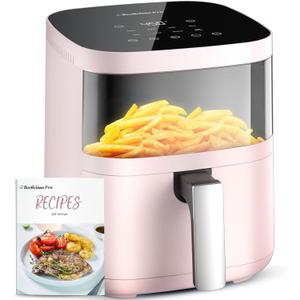 Air Fryer, Beelicious 8-In-One Smart Compact 4QT Air Fryers, with Viewing Window, Shake Reminder, 450F Digital Airfryer with Flavor-Lock Tech, Dishwasher-Safe & Nonstick,Fit for 1-3 People, Pink