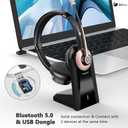 Earbay Wireless Headset, Bluetooth Headset with Microphone Noise Canceling & USB Dongle, Wireless Headphones with Mic Mute/Charge Dock for PC Computer Phone Work Office Meetings Call Teams