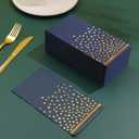 100 Pcs Blue Paper Napkins Disposable - Blue Gold Dot Party Napkins Navy Blue Dinner Napkins for Wedding Anniversary Birthday Bathroom Party Supplies