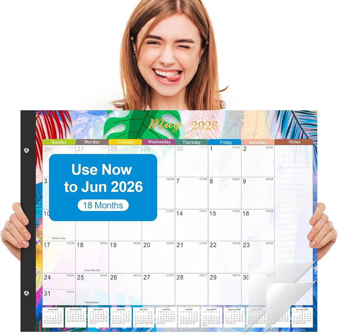 Gannyfer Desk Calendar 2026-2027 - 18 Month Large Desk Calendar 2026, Use January 2026 to Jun 2027, 22" x 17" Desktop Pad Calendar, Office Supplies Perfect for Planning and Organizing In Your Home, School or Office