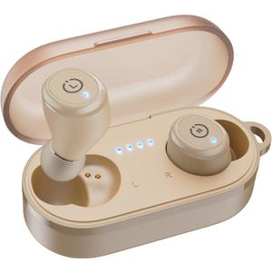TOZO T10 Wireless Earbuds Bluetooth 5.3 Headphones, App Customize EQ, Ergonomic Design, 55H Playtime, Wireless Charging Case, IPX8 Waterproof Sound in-Ear Headset, New Version (Matte Khaki)
