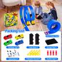 Flex Tracks 16.4 Ft Flexible Race Track for Kids 3+, Portable DIY Roll-Up Race Car Track Compatible with Diecast 1/64th Cars Stocking Stuffers Birthday Gifts for Boys Girls Ages 3 4 5 + (Blue)