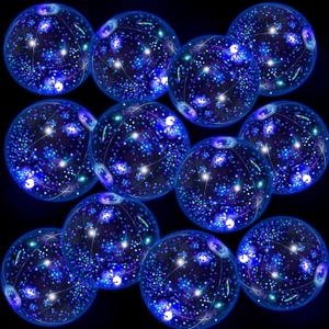12 Pack 12 Inch Glow in The Dark LED Beach Ball Jumbo Confetti Glitters Inflatable Ball Swimming Pool for Party Pool Summer(Blue)