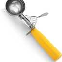 New Star Foodservice 537713 Commercial-Grade Thumb Press Food Disher/Ice Cream Scoop, 18/8 Stainless Steel, 2 oz, Size 20, Orange