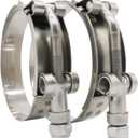 ROADFORMER 3.5" T-Bolt Hose O.D. Clamp: 83mm - 91mm (3.28" - 3.58") Hose Clamp for 3.5 inch Hose Outer Diameter, Stainless Steel Bolt and Band, Floating Bridge and Nylon Insert Locknut, 2 Pack