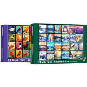 National Parks & Birds Bundle, 1000 Pieces Puzzles in 24 Mini Packs