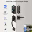 Veise VE017-H Fingerprint Smart Front Door Lock Set, App Control, Keyless Entry Deadbolt with Handle, Smart Deadbolt, Emergency Power Port, Touchscreen Keypad, Auto Lock, Easy Install, Matte Black