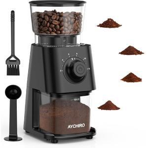 Coffee Grinder Electric, Coffee Beans Grinder for Home Use with 30 Grind Settings - 12 Cups Capacity for Espresso, Drip & Americano, Black